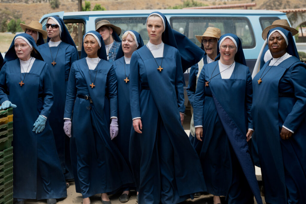Cast of HBO Max's MRS DAVIS standing in their habits