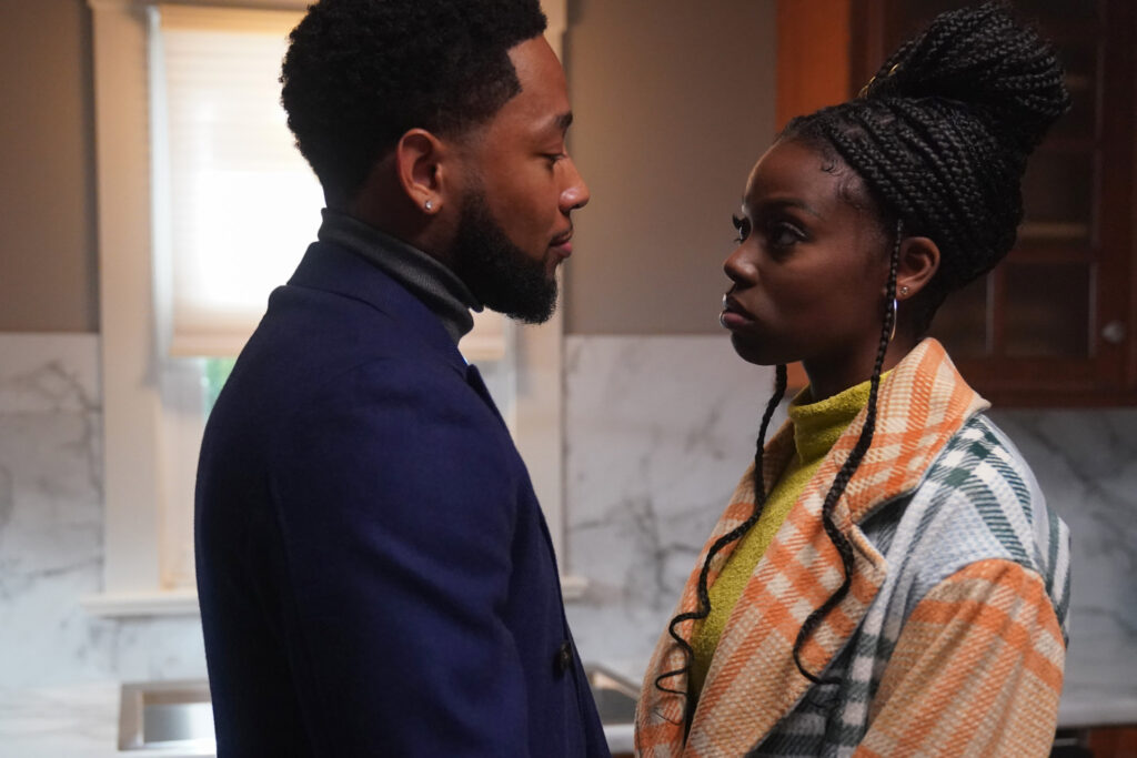(L-R): Jacob Latimore as Emmett and Burgundi Baker as Kiesha in THE CHI, ÒMoÕ Douda, MoÕ ProblemsÓ. Photo credit: Elizabeth Sisson/SHOWTIME.