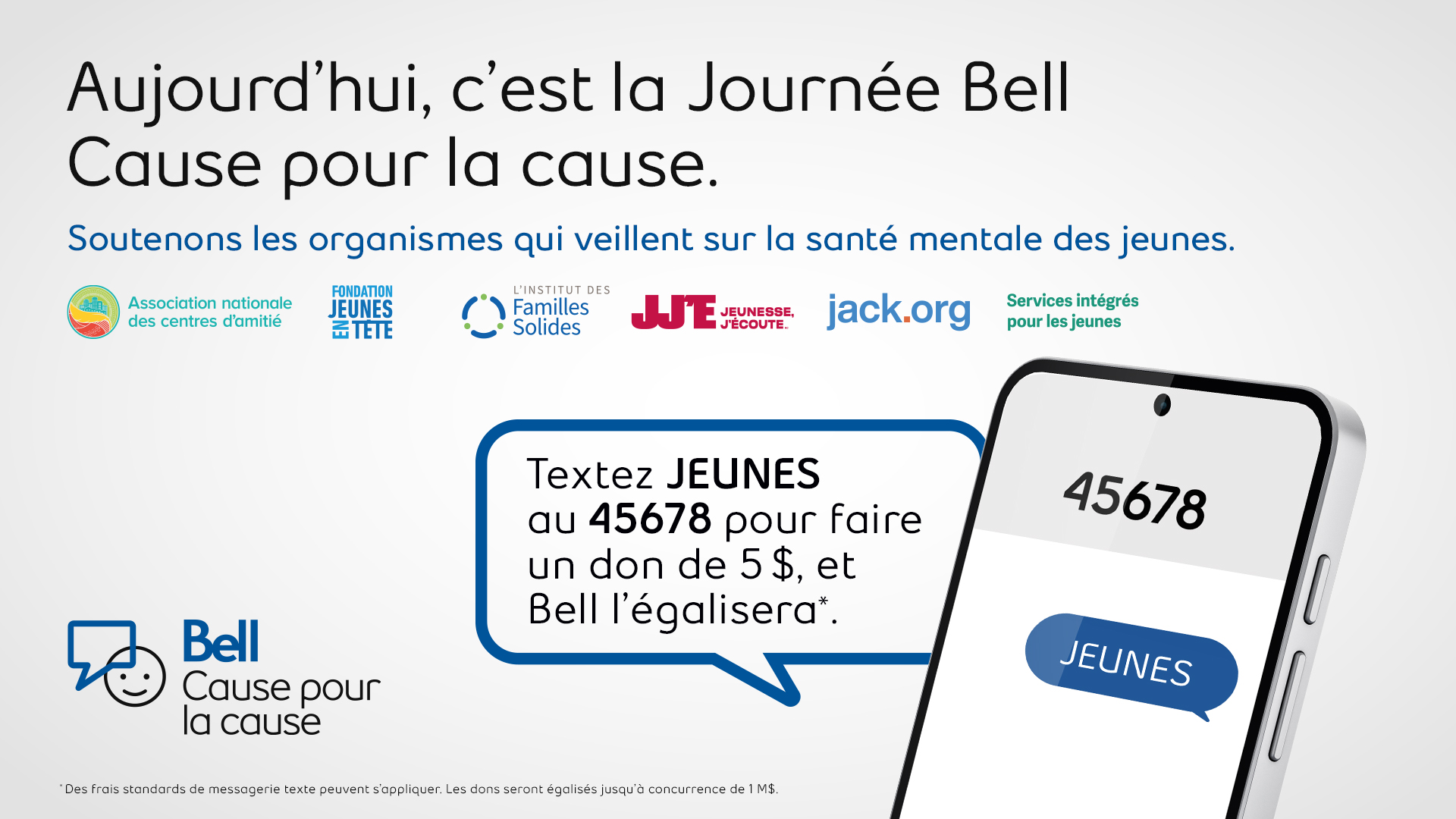 Aujourd'hui, c'est la Journée Bell Cause pour la cause! Tout le monde ...
